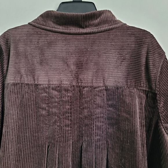 Woman Within Corduroy Chore Jacket Women’s Sz XL Brown Button Front Pleated Back - Picture 7 of 9